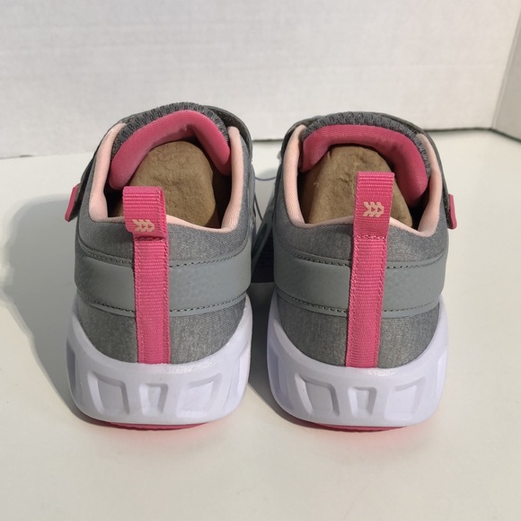 Girl’s Gray Pink Hook & Loop Lightweight Sneakers - Picture 6 of 8
